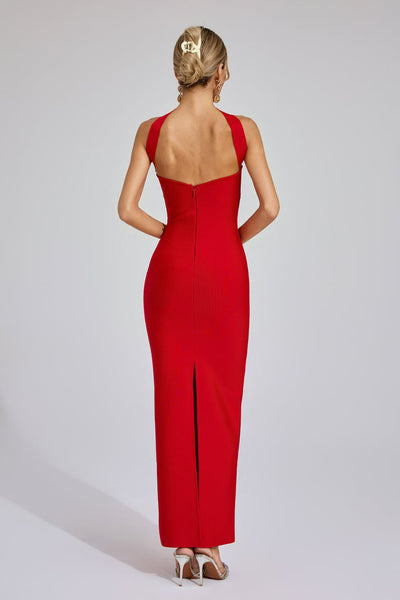 Elegante maxi jurk met halterstijl en open rug