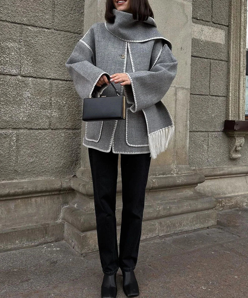 Pamela - Hepburn Stijl Wollen Cape Jas