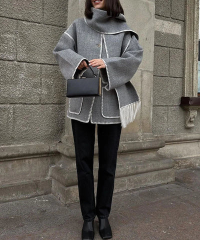 Pamela - Hepburn Stijl Wollen Cape Jas