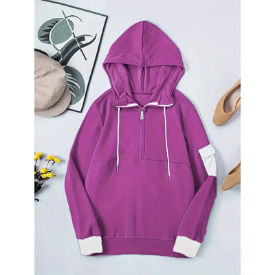 Casual hoodie met capuchon en praktische ritssluiting