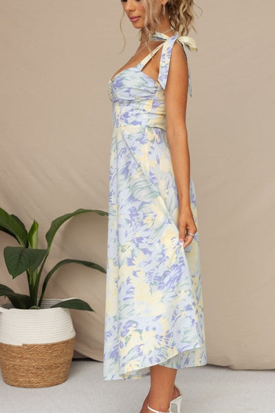 Midi jurk met print en verstelbare bandjes voor een luchtige en elegante uitstraling