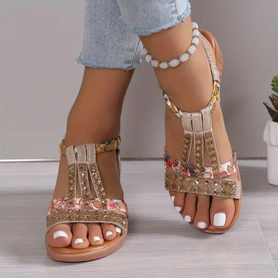 Sophia - Nieuw damessandalen voor de zomer met open teen en strass-steentjes