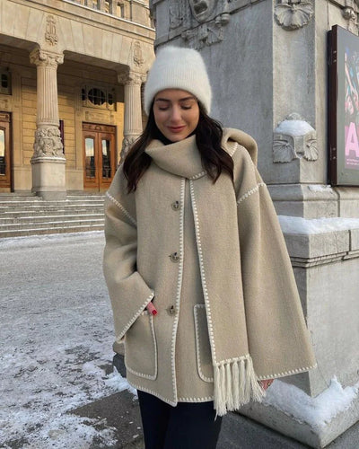 Pamela - Hepburn Stijl Wollen Cape Jas