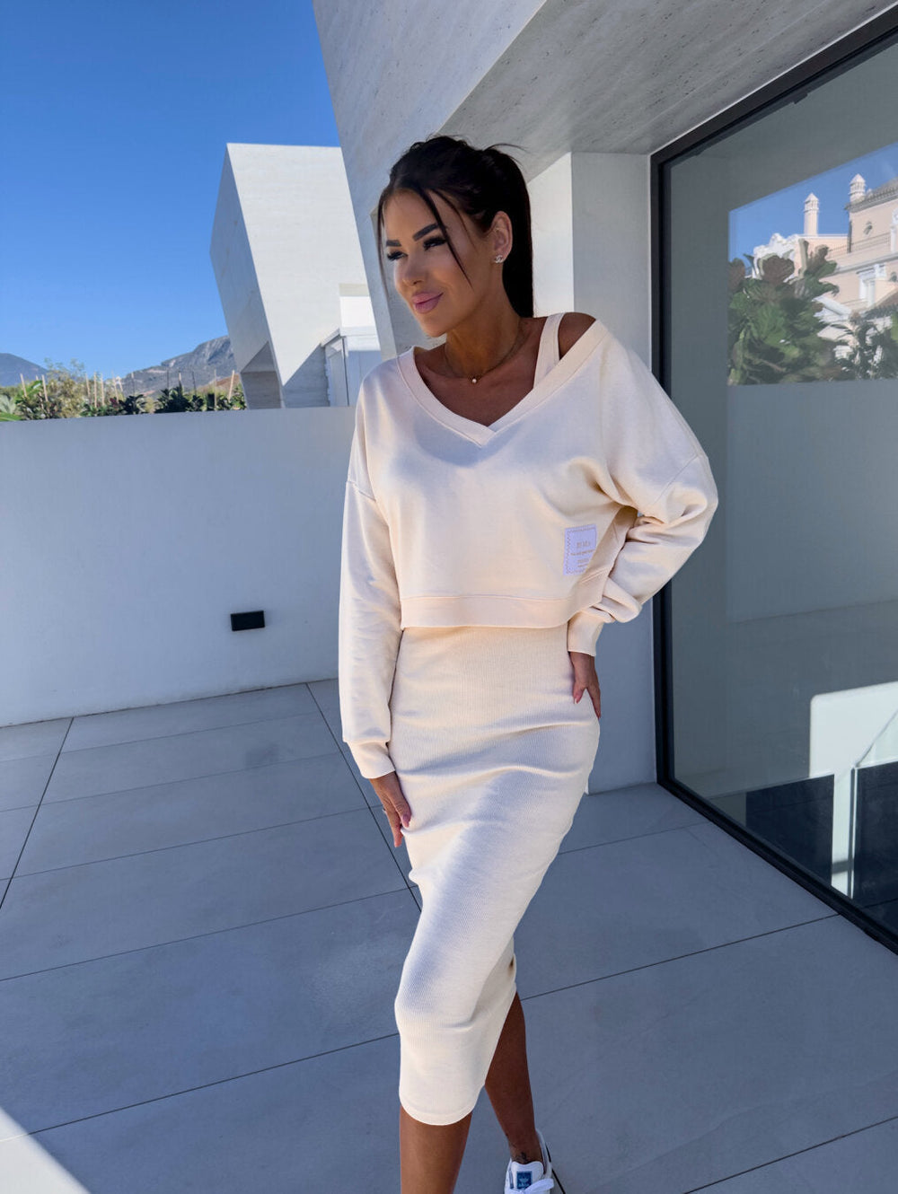 Nonchalant sweatshirt jurk set voor een stijlvolle en ontspannen uitstraling