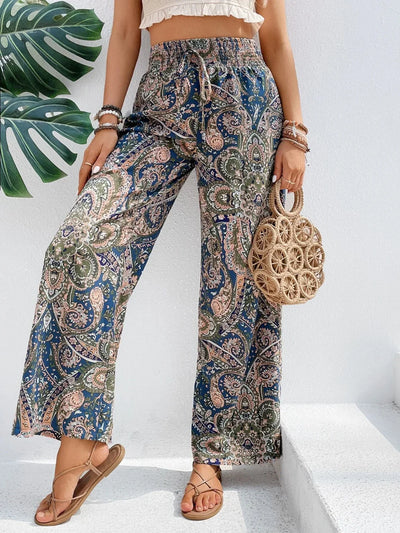 Lauren - Bedrukte broek met wijde pijpen