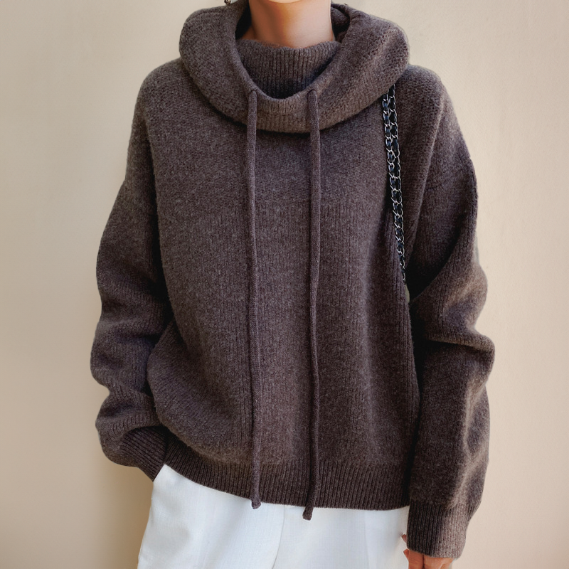 Warme dames hoodie met hoge kraag en eigentijdse uitstraling