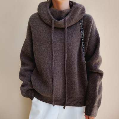 Warme dames hoodie met hoge kraag en eigentijdse uitstraling