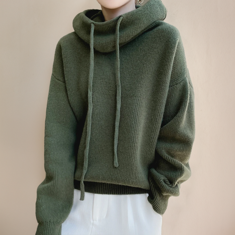Warme dames hoodie met hoge kraag en eigentijdse uitstraling