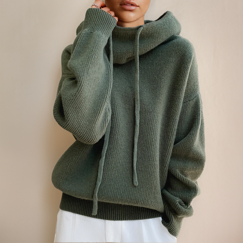 Warme dames hoodie met hoge kraag en eigentijdse uitstraling