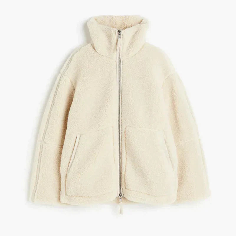 Stijlvolle oversized damesjas met rits, zacht en warm