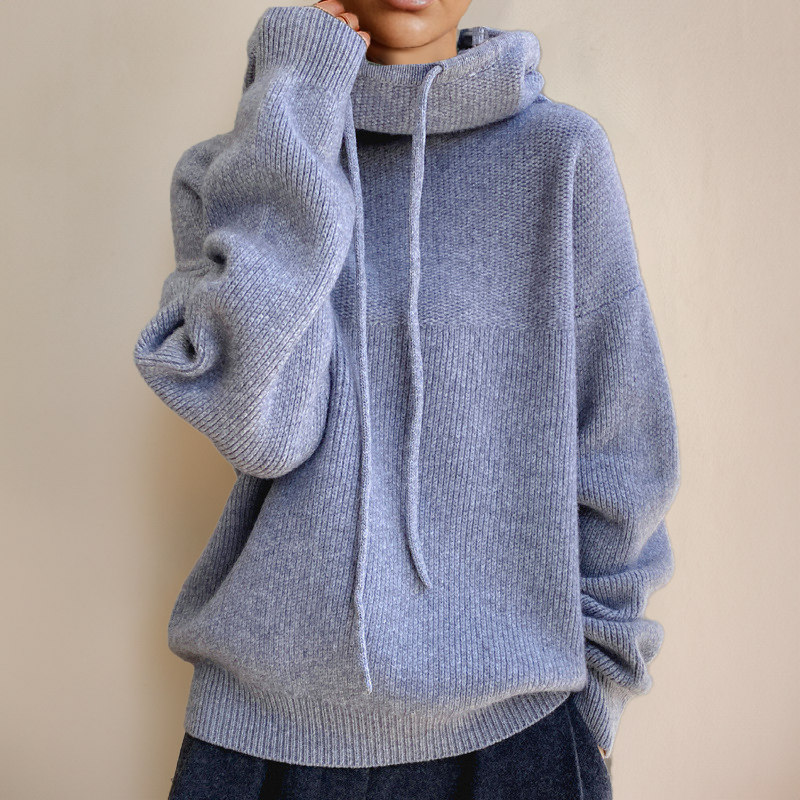 Warme dames hoodie met hoge kraag en eigentijdse uitstraling