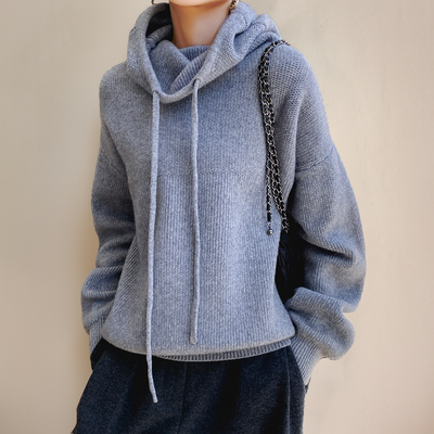 Warme dames hoodie met hoge kraag en eigentijdse uitstraling
