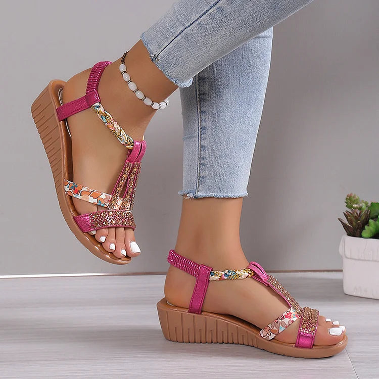 Sophia - Nieuw damessandalen voor de zomer met open teen en strass-steentjes