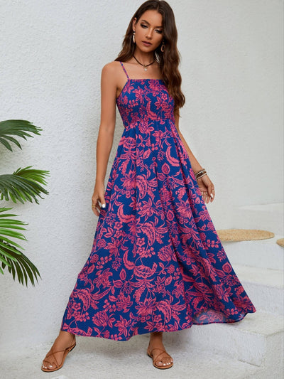 Bloemenjurk met fijne plooien en elegante bandjes