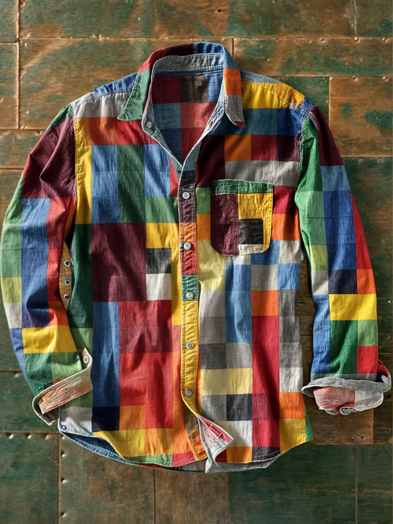 Stijlvol herenshirt met praktische borstzak in modern kleurblokontwerp