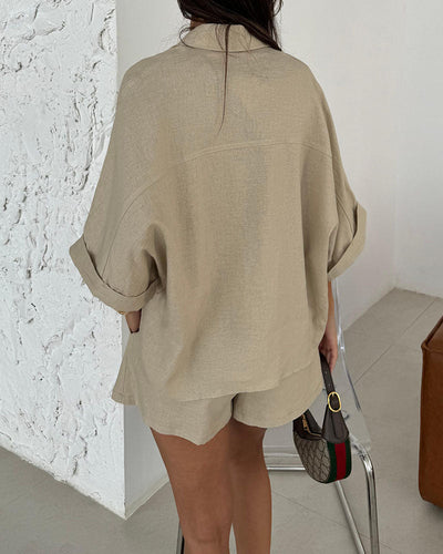 Luchtige dames set met losse blouse en korte broek voor dagelijks gebruik