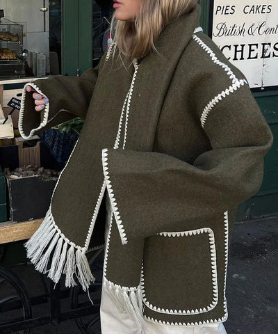 Pamela - Hepburn Stijl Wollen Cape Jas
