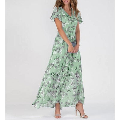 Lange zomerjurk met bloemenprint voor zonnige dagen en nonchalant momenten