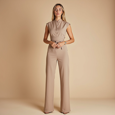 Mouwloze jumpsuit met ceintuur voor een stijlvolle en comfortabele kijk