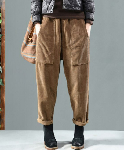 Retro Broek in Effen Kleur voor de Lente, Grote Maten