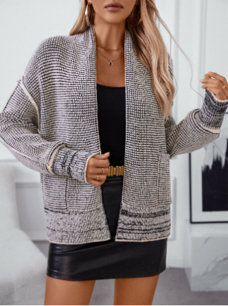 Melissa - Grijs Effen Vest met Lange Mouw