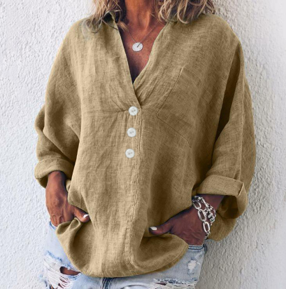 Shanon - V-hals blouse met paillettenzakjes