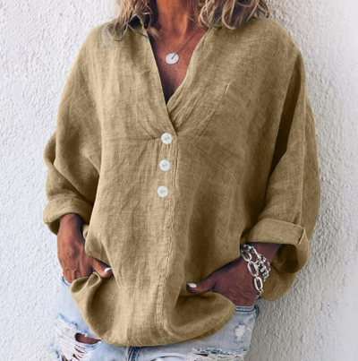 Shanon - V-hals blouse met paillettenzakjes