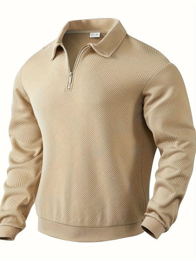 Half-zip trui met geometrisch patroon voor heren