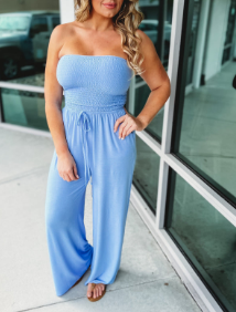 Effen Off-Shoulder Jumpsuit Met Ruches