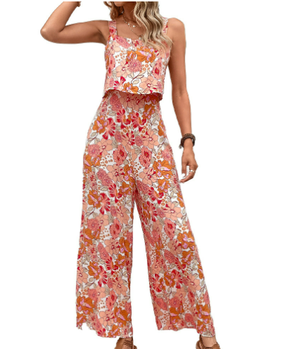 Damesjurken Mouwloze Midi-Jurk Met Bloemenprint