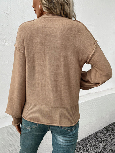 Modieuze Lange Mouwen Effen Kleur Trui voor de Herfst - Perfect voor Gezellige Dagen