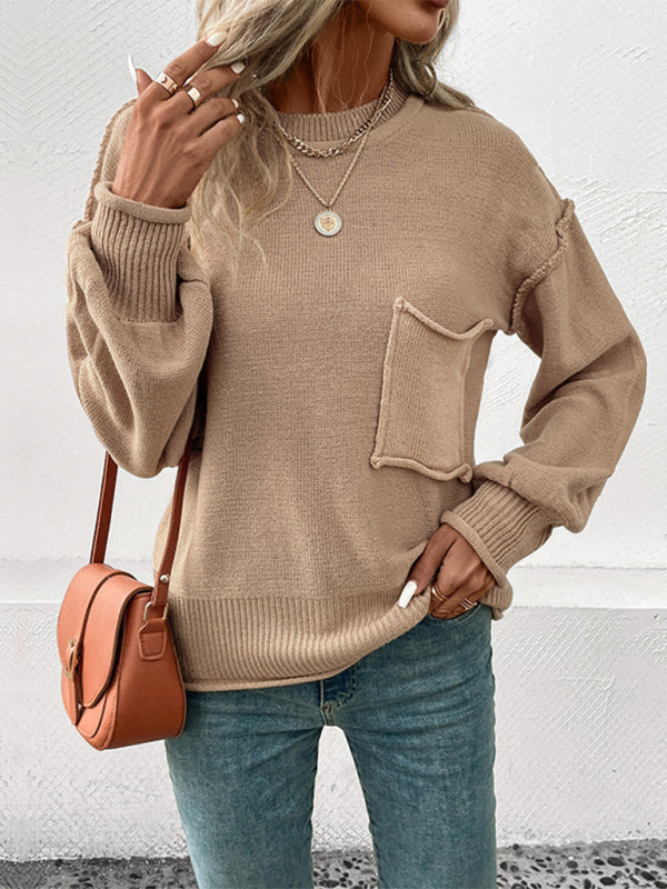 Modieuze Lange Mouwen Effen Kleur Trui voor de Herfst - Perfect voor Gezellige Dagen
