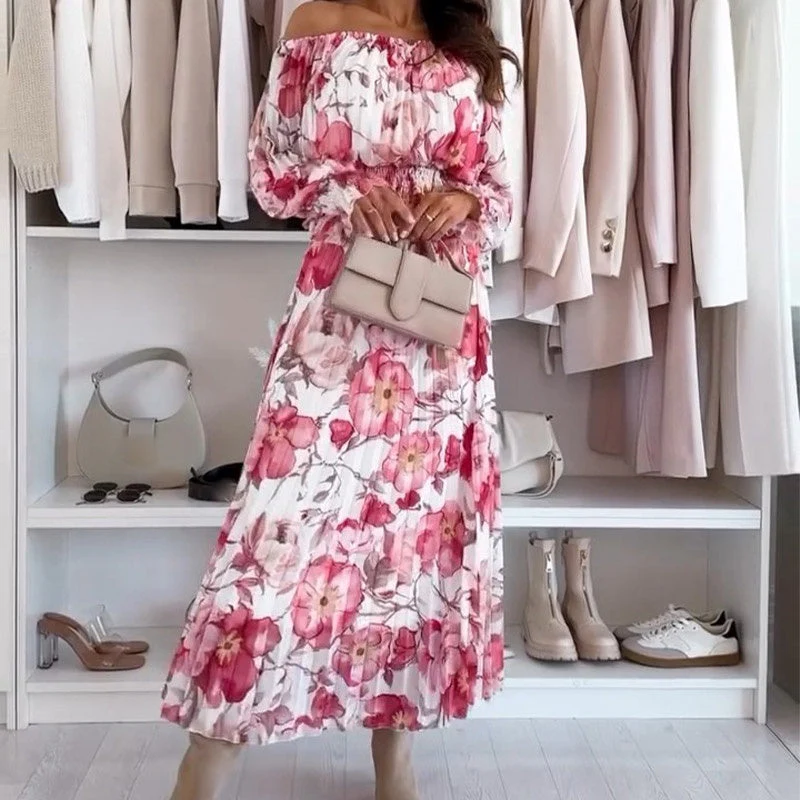 Tweedelig dames set met print bestaande uit top en lange rok