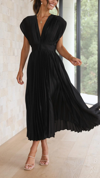 Elegante geplooide midi jurk voor feestelijke momenten