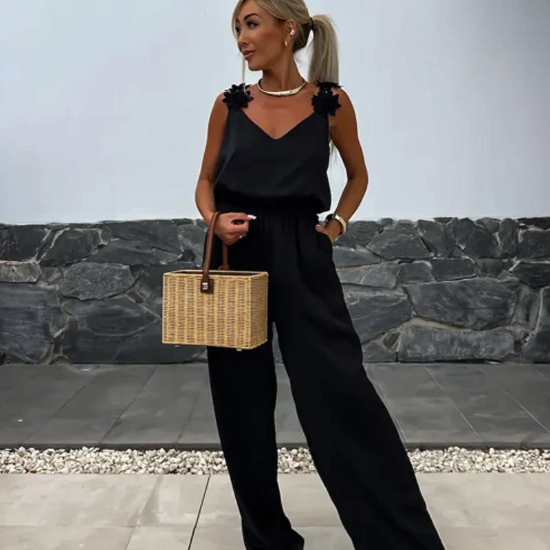 Mouwloze dames jumpsuit met wijde pijpen voor een moderne look