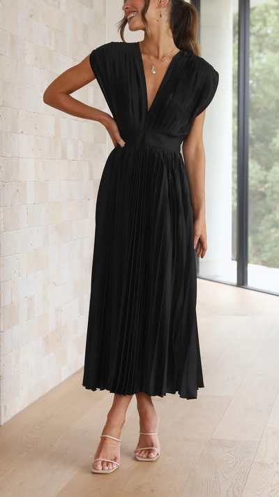 Elegante geplooide midi jurk voor feestelijke momenten