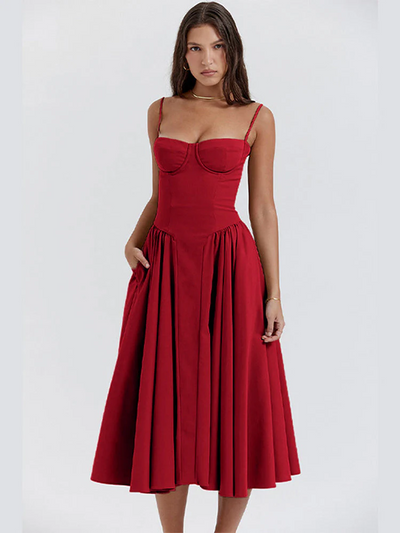 Elegante midi jurk met fijne bandjes voor zomerse dagen