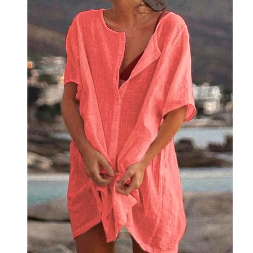 Casual lang shirt met korte mouwen en losse pasvorm voor de zomer