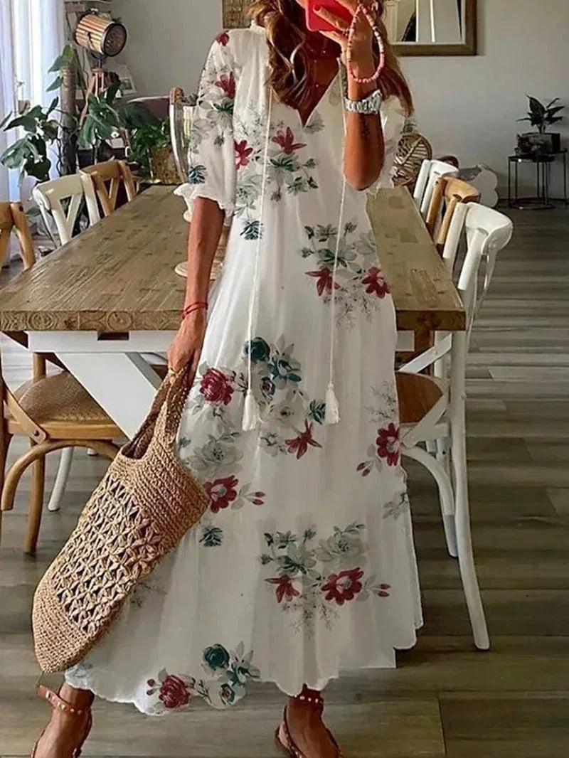 Lange bohemian damesjurk voor een elegante en luchtige zomerstijl