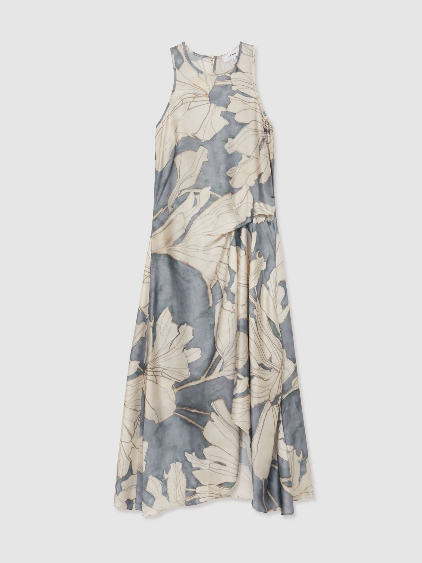 Elegante dames midi jurk met bloemenprint en mouwloos model