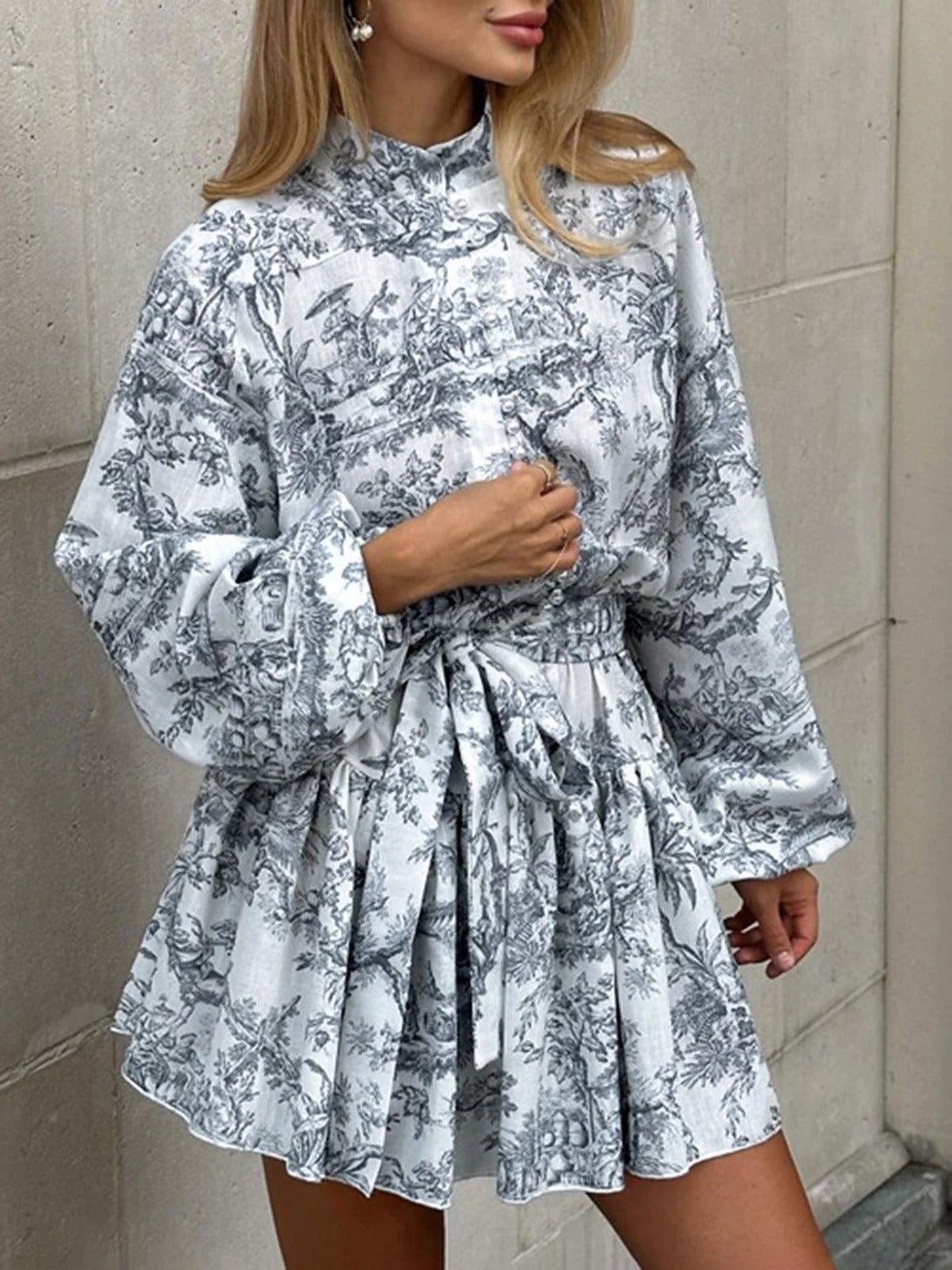 Boho mini jurk met lange mouwen en luchtige uitstraling