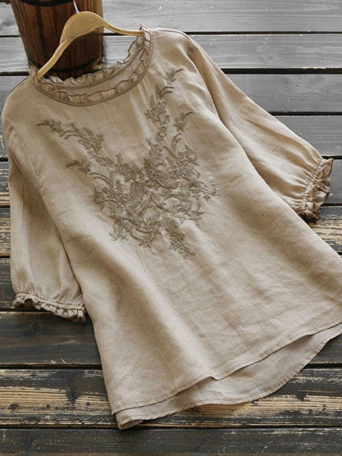 Roberta - Casual damestop met borduursel