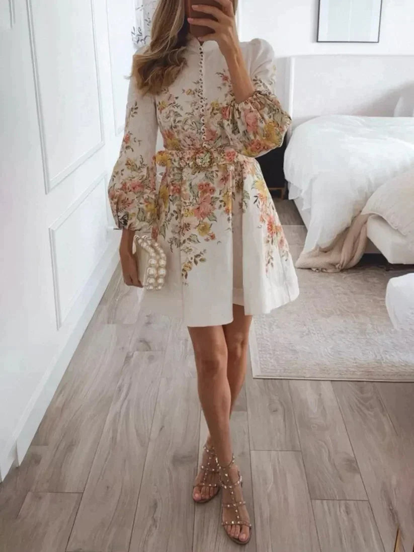 Mini-jurk met print en stijlvolle knoopsluiting