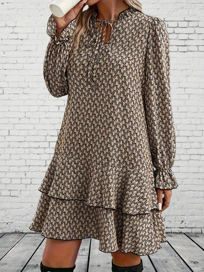 Lang mouwjurk met print en stijlvolle afwerking