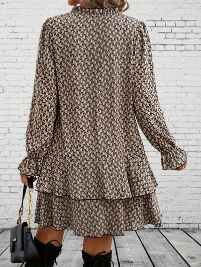 Lang mouwjurk met print en stijlvolle afwerking