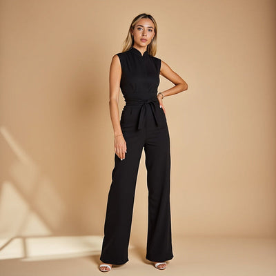 Mouwloze jumpsuit met ceintuur voor een stijlvolle en comfortabele kijk