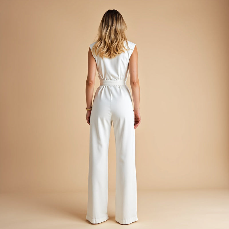 Mouwloze jumpsuit met ceintuur voor een stijlvolle en comfortabele kijk
