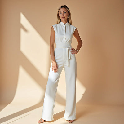 Mouwloze jumpsuit met ceintuur voor een stijlvolle en comfortabele kijk