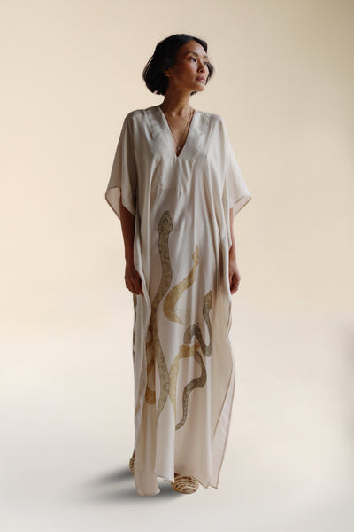 Lange kaftan met moderne elegante uitstraling