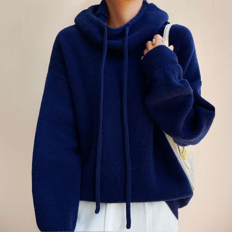 Warme dames hoodie met hoge kraag en eigentijdse uitstraling